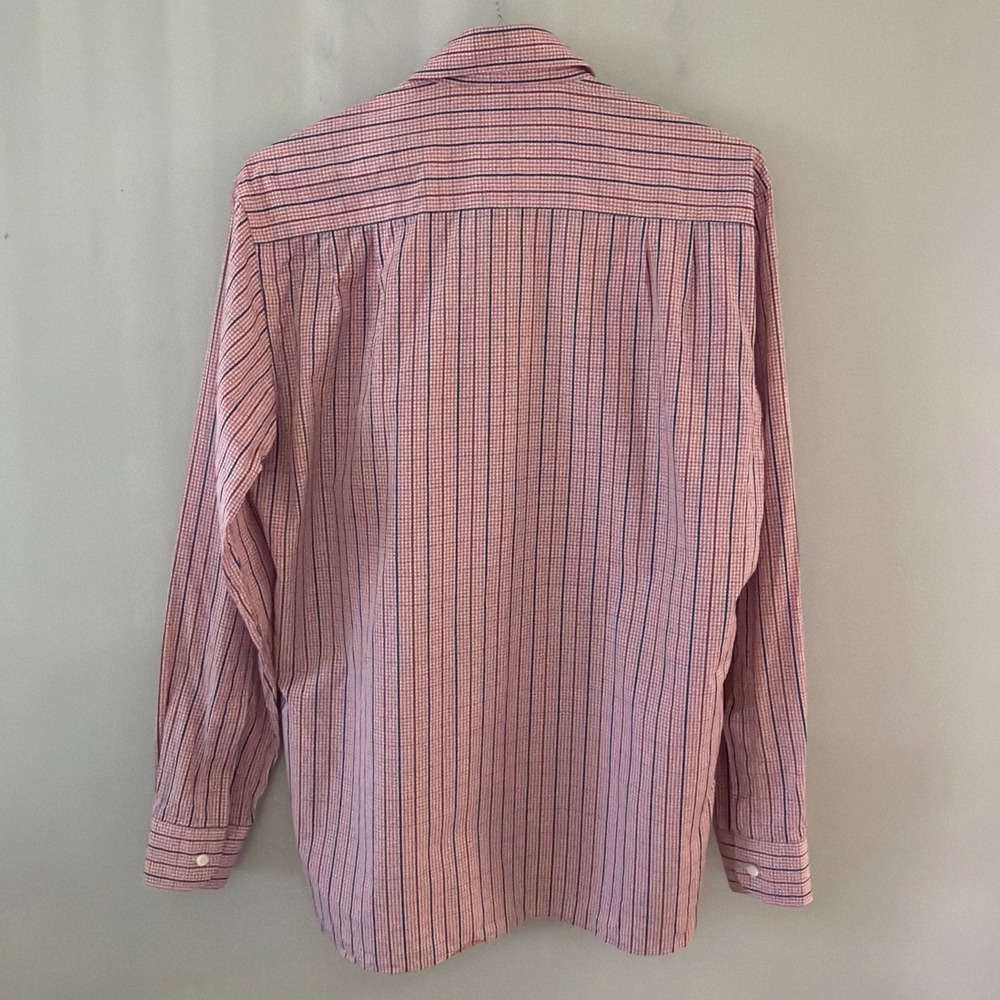 Ermenegildo Zegna Men Medium Red Blue Check Cotton Long Sleeve Button Down Shirt - Picture 3 of 11